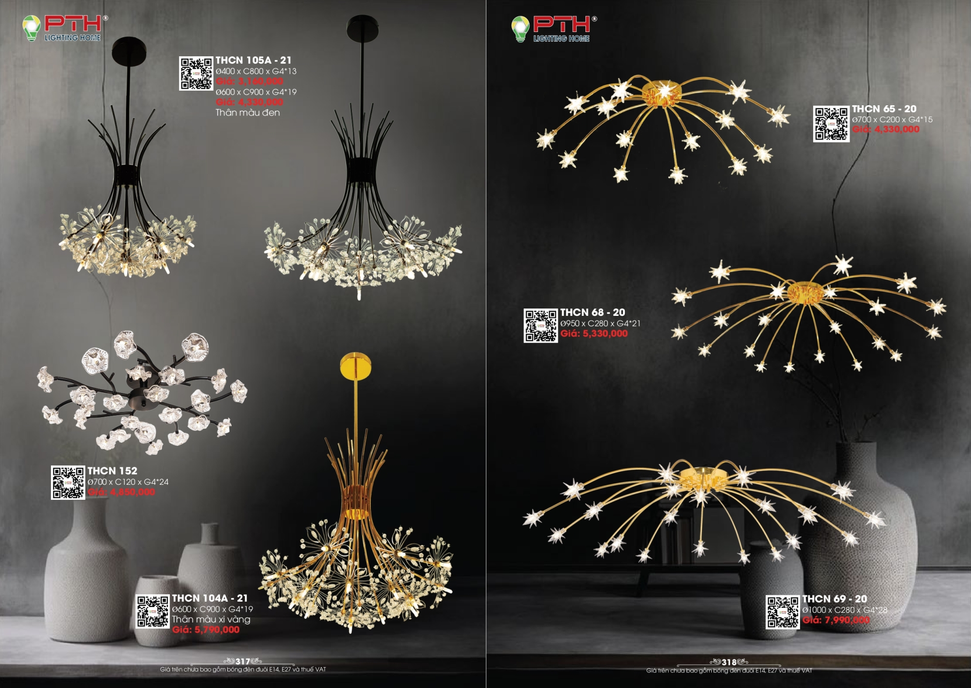 Bảng giá đèn trang trí PTH Lighting Home 2026